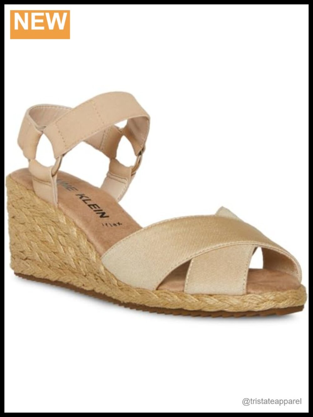 Anne Klein Ellis Wedge Sandal with Elastic Gore 3" Heel